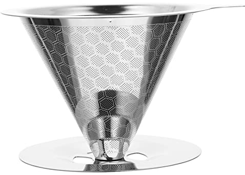 NUOBESTY Filtre à Café Réutilisable Acier Inoxydable Cône à Café Sans Entonnoir Pratique Pour Filtration