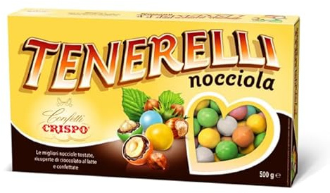 Crispo Confetti Tenerelli COLORI ASSORTITI con Nocciola Tostata, Ricoperta di Cioccolato al Latte, Senza Glutine 500g