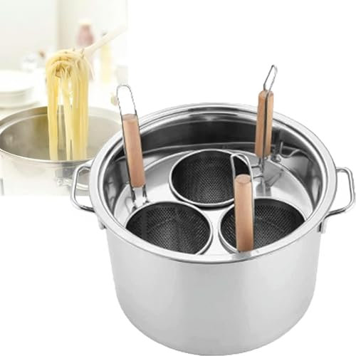 Set cuocipasta professionale per la pasta, cuocipasta multifunzionale con divisore e colino, pentola in acciaio inox per cucina domestica, ristorante, pentola da cucina commerciale, 4 fori (3 ore)