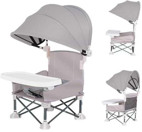 Faltbarer Esszimmerstuhl für Babys, tragbarer Kleinkind-Reisesitz mit Esstablett, zusammenklappbarer Baby-Fütterstuhl mit Baldachin, für Rasen, Outdoor, Camping, Zuhause, Reisen, Picknick