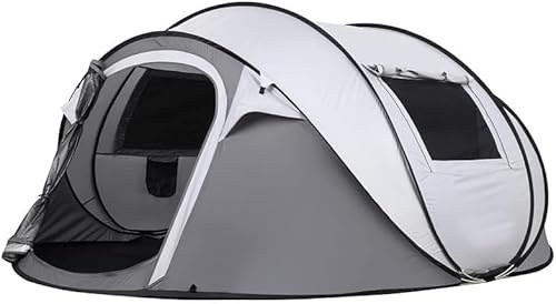 Instant Pop Up Camping Zelt, 5-6 Personen Zelt, Automatisch Aufgebautes Zelt Mit 2 Belüftung Mesh Fenstern, Wasserdichtes Sonnenschutz-familienzelt, Tragbares Kuppelzelt Für Ca, Grey