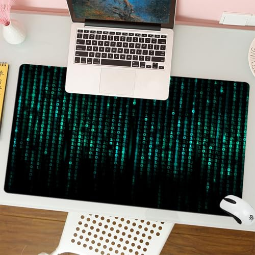 QRFASFZO Mouse Pad 31.5 × 12 inch Extended Large Mouse Mat Desk Pad, Stitched Edges Mousepad,Non-Slip Rubber Base,Matrix code conceptual background,Gaming Mouse Pad XL