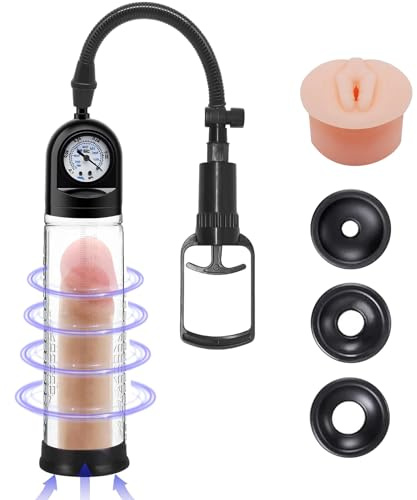 Hlimind Bombas para el pene - Bomba de vacío y aire para el alargamiento del pene, alargador manual del pene, juguetes eróticos para ejercitar la función eréctil masculina (MODLE-D)