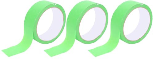 Eujgoov 3 Pièces Ruban de Peintre 35 Mm X 20 M Matériau en Papier Facile à Déchirer sans Blocage de Peinture pour Peinture Murale Modèles de Voitures Métal Verre Bois Surfaces (GREEN)