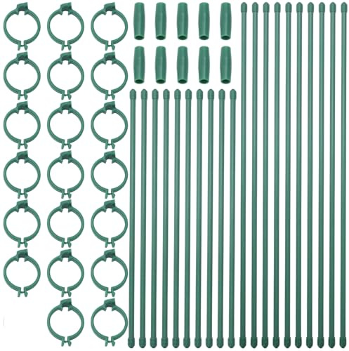 Parliky Verstellbare Pflanzenstützen aus Kunststoff mit Clips – 40cm und 30cm Rankstäbe für Garten und Zimmerpflanzen Abnehmbare Pflanzenhalter für Tomaten Blumen und Kletterpflanzen