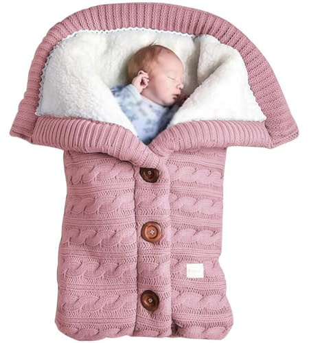 BESTXH Warmer Babyschlafsack, Winterschlafsack FüR Kinder, Gestrickter Schlafsack FüR Kinderwagen, Gestrickte Babydecke Aus Wolle FüR Neugeborene, Kuscheldecken FüR Babys,04