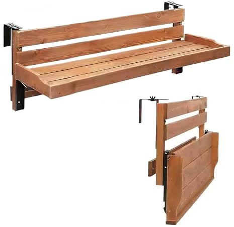 Klappbarer Balkonhängetisch für den Außenbereich, Blumenständer und Pflanzenständer für Gärten, Terrassen und Geländer, vielseitiger Bartisch (Größe: 90 cm)