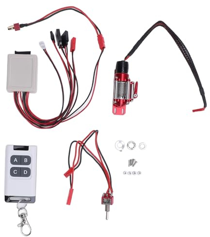 ZenithAur Treuil de voiture RC à échelle 1/10 avec télécommande pour rétraction de câble, adaptateur prise JST/prise T, compatible avec SCX10 pour les mises à niveau de modèle