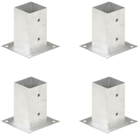 Genérico Anclajes para Postes 4 Unidades Metal galvanizado 81 mm,Bricolaje,Vallas de jardín,Postes de Cerca,145448