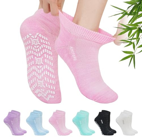 LOFIR Calzini Corti Antiscivolo Donna: Calze Diabetici Estivi Traspiranti Anti Odore senza Elastico senza Cuciture per Gravidanza Anziana Caviglie Piedi Gonfi Toni Smorzati 6 Paia 39-42
