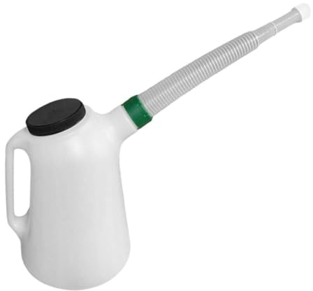 Fiocias Ölmaßkanne mit Ergonomischem Griff Ölbehälter mit Messanzeige Und Deckel Ölspender Aus Widerstandsfähigem PP Ausgießer für Und Bremsflüssigkei, 2l 15cmx15cm