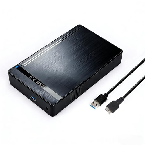 Jetstream Carcasa para disco duro de 2,5 pulgadas, USB 3.0, SATA para SSD de 2,5 pulgadas (7 mm/9,5 mm), carcasa para discos duros externos, compatible con UASP HDD Case con cable USB 3.0, montaje sin