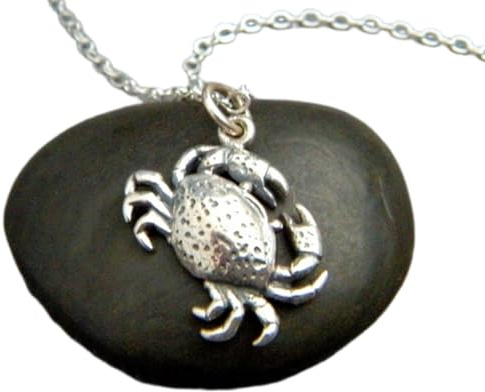 925 sterling silver small crab necklace. zodiac cancer star sign symbol.sea pendant. ocean aquatic life charm. marine animal jewelry.| with 18 inch chain |silver plated |WW_PNK_03051