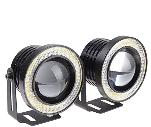 2 Stück High Power 6,3 cm Projektor Universal LED Nebelscheinwerfer weiß / blau / rot COB Halo Angel Eye Ringe (weiß)