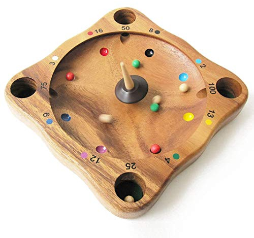ROULETTE FOLLE - jeu éducatif avec toupie à partir de 5 ans en bois massif. Aux normes CE, marque française le Délirant®. Idéal pour le calcul mental. La Giroulette, la roulette tyrolienne, le Virolon