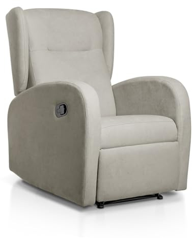 SUENOSZZZ-ESPECIALISTAS DEL DESCANSO Sillón Relax orejero Home reclinable con Pared Cero tapizado en Tela Antimanchas Tela Gris Plata