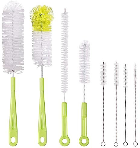 Vicloon Spazzola per Bottiglia, 8 Pezzi Spazzole per la Pulizia delle Bottiglie,Multiuso Spazzole per Tastiera,Bocca di Bollitore,Bottiglie d'Acqua,Tubo,Macchina caffè, Rubinetto, Bicchieri Cannucce