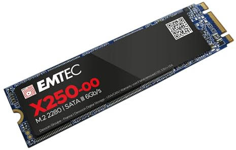 EMTEC - Disque Dur SSD Interne M.2 2280 SATA - Collection X250 Power Plus - 3D NAND - 1To - 10x Plus Rapide qu’un Disque Dur Classique - Ultra-Performant