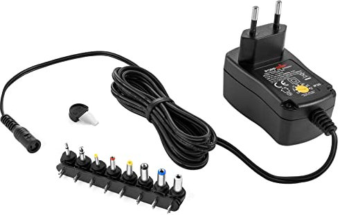 Poppstar Universal Netzteil 3/4,5/5 / 6/7,5/9 / 12 V 1A (1000mA) und 8 Adapter-Stecker, LED, 150cm