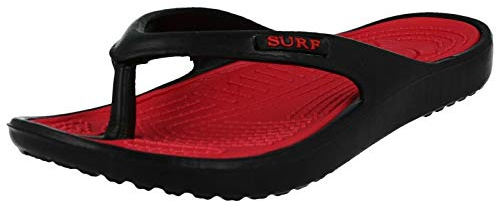 Ladies Eva Toe Post Flip Flop Surf Sandals New Summer Flat Beach Shoe Navy/Blue Black/Red Turquoise (Black red, 6)