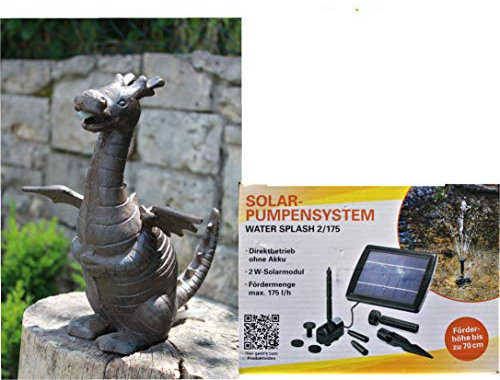 Powershop11 Wasserspeier Drache Guß mit Solarpumpe