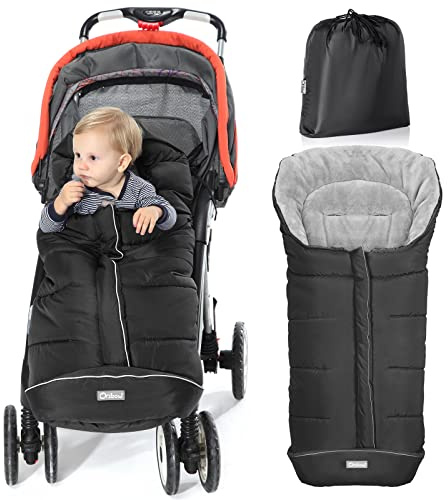 Orzbow Warm Bunting Bag Universal, Stroller Sleeping Bag Cold Weather, Waterproof Toddler Footmuff (Black, Large)