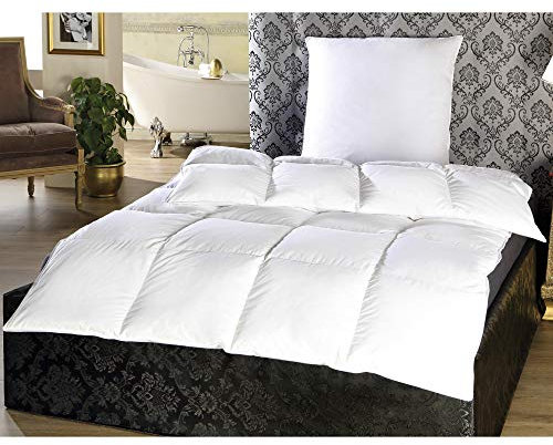 Bestgoodies Daunendecke (10% Daunen / 90% Federn) 135x200cm, inkl. Federkissen 80x80cm (100% Federn), Made in Germany