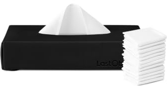 LastTissue® Scatola di fazzoletti di cotone riutilizzabili | Fazzoletti per il viso e da taschino per uomo e donna – Fazzoletti per il viso lavabili con scatola portaoggetti - Nera