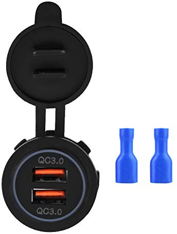 Yosoo Billaddare, Dual QC3.0 Snabbladdning Dubbel USB -laddare Uttag Strömbyte för 12/24V Bilmotorcykelbåt för Qc3.0 Usb -uttag Marin Usb -uttag Pris Usb Moto Usb Steckdose 12v Motorcykel