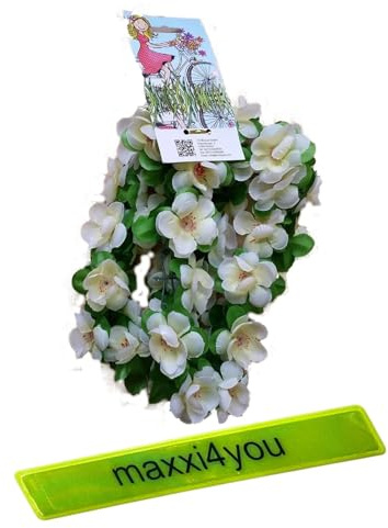 Fahrradgirlande Blumengirlande 120 cm Blume in beige- Weißtöne inkl. maxxi4you Reflexband