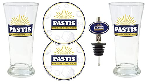 STC Prestige Pastis-Set - 4-teilig, 2 Gläser, 2 Untersetzer, 1 Ausgießer, Clear, Glänzend, Tulpe, Einfarbig, Handwäsche