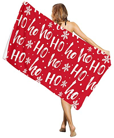 Mikrofaser Strandtuch 80x130cm, Weihnachten Ho Schneeflocke Rot Pool Badetuch Hautfreundlich Badetuch Groß Saugfähiges Duschtücher, Für Schwimmen, Schwimmbad