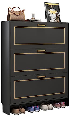 ZORZA Schuhschrank Schmal, Schuhschrank Schuhregal Schmal Hoch Schuhkipper, Schuhschränke Regal, Schuhkipper Schmal, Schuhregal Geschlossen für Eingang, Flur,A,100×17×118cm/39×6.7×46in