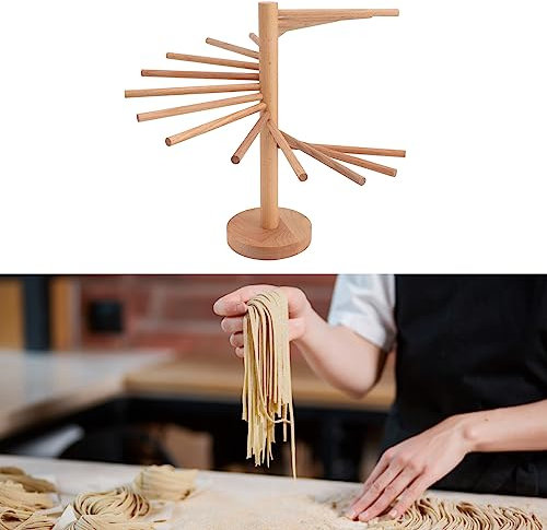 Rejilla Plegable para Secado De Pasta, Soporte para Colgar Fideos, 18 Barras, Soporte De Madera para Espaguetis, Secador, Estante para Hacer Fideos Y Pasta para El Hogar Y La Cocina