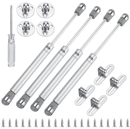 MirraSwit 4 Piezas Amortiguadores Muebles Cocina, 100N Pistones Hidraulicos Muebles Cocina, Muelles de Gas, Resorte de Gas para Puertas de Cocina, Baño, Oficina, Caravana