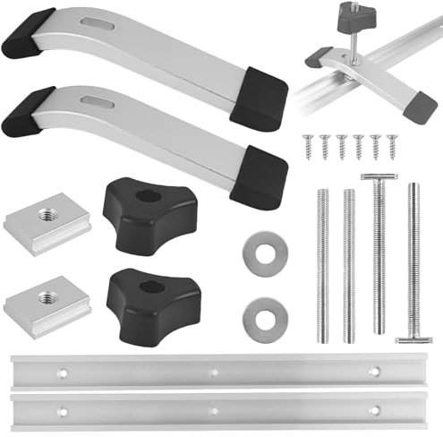 2 PièCes T Track, Lega di Alluminio T-Track, con 2 Cursori M8 e Anello In Acciaio Inossidabile M8 T Binario di Scorrimento per La Sega a Banco di La, Falegnameria (1)