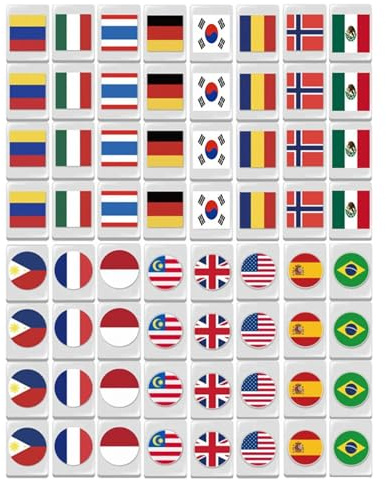 Juegos De Mahjong: 64 Fichas con Patrón De Bandera, 64 Bloques De Juego De Escape para Amigos Y Familiares | Juegos De Mahjong Premium para Juegos Estratégicos, Reuniones Familiares
