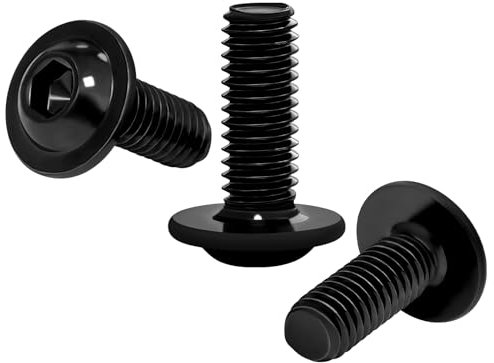 HONPHIER 40 Piezas M6 x 16mm Tornillos Allen Tornillo a Máquina Acero Inoxidable Tornillo de Cabeza Alomada con Brida Y Hexágono Interior, Negro