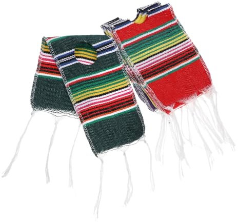 LALADEFIEE 4stücke Bunte Mini-Poncho Flaschenhüllen Im Mexikanischen Stil Karnevalsfarbene Bierflaschen-deko Mit Gestreiftem Design Für Cinco De Mayo Party Festtagsdekoration Und Geschenk