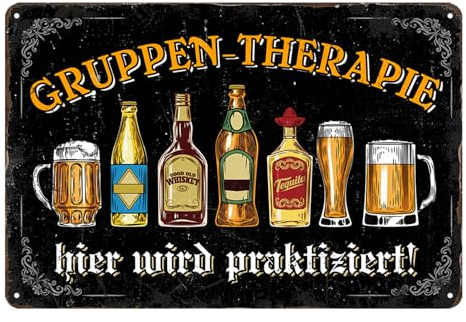 Lustige Bar Schild-Gruppen-Therapie Hier Wird Praktiziert 20x30cm | Vintage Blechschild Bier für Haus,Café-Bar,Club