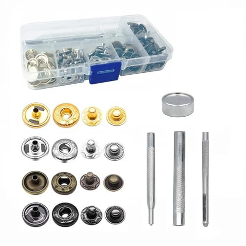 40 Stück Druckknöpfe, Nähzubehör Buttons Kleidung Snaps Taste 12 mm Druckknöpfe aus Metall Druckknöpfe Set mit Fixierwerkzeug Kit für Jeans, Jacken, Taschen, Gürtel, Kleidung, Brieftasche