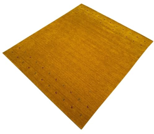 Gold Gabbeh Teppich 100% Wolle Orientteppich Handgewebt Loom Brücke G625T3 (Maße: 250X300 cm)