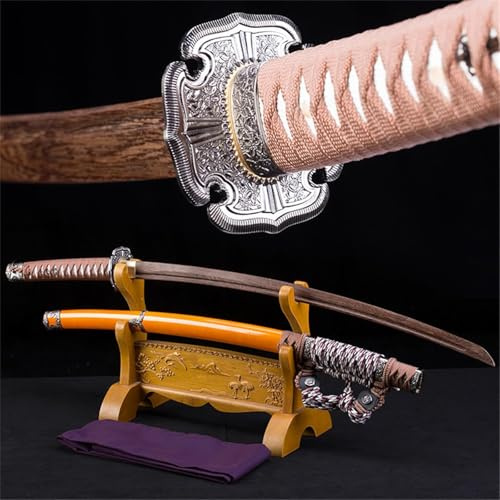 Trä Tachi Katana, Handgjord Bokken, Natural Rosewood Samurai Swords for Kendo Practice, Display, Cosplay, Accessoarer, Dekoration-Yellow||102CM