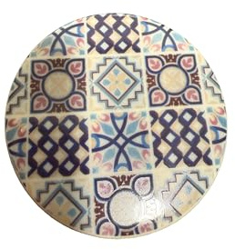 Gissed Tazas de Té con Tapa y filtro, Diseño de Azulejos Mosaico, Porcelana, 350ml (azul celeste, turquesa, blanco y detalles rosados)