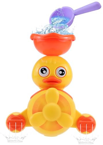 Aischens Anatroccolo Giocattolo da Bagno con Secchiello | Giocattoli per Vasca Senza BPA per Bambini 1-3 Anni | Giochi Educativi con Colori per Neonati (Regalo Prescolare)