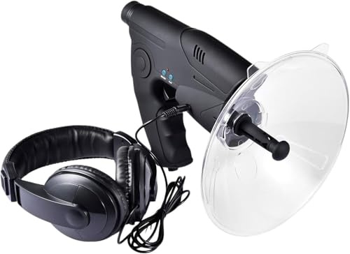 Generisch Parabolisches Mikrofon-Abhörgerät mit 8X Monokular, Soundverstärker & Digitalrekorder, Langstrecken-Abhörgerät für VogelbeobachtungBlack,One Size