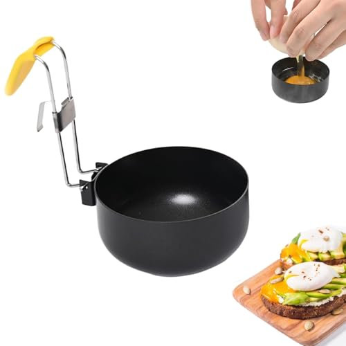 Stampo per uova in camicia, in acciaio inox, antiaderente, con orecchie da appendere, per cucinare le uova in camicia (04-1 pz)