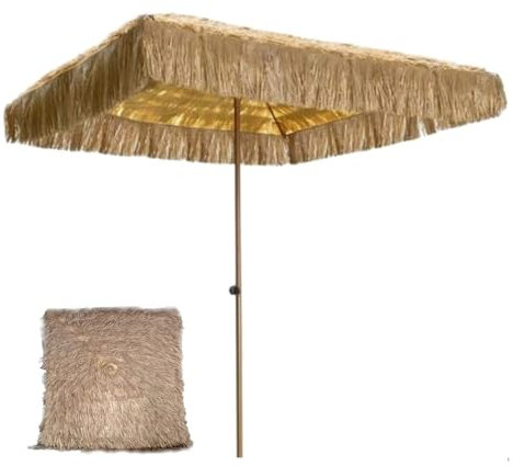 ZIUSFAC Parasol Terraza Cuadrado Sombrilla Hawaiana 4 Varillas Sombrilla De Playa Ligero Sombrilla Terraza Exterior Sombrilla Hawaiana 180cm 200cm(2m/6.5ft)