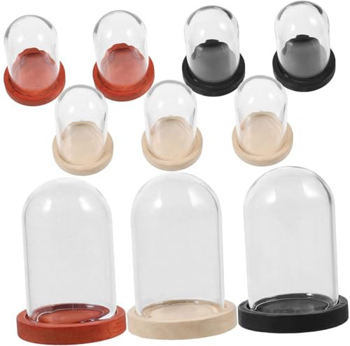 GOOHOCHY 10 Ensembles Cloche Verre Transparent avec Base Lot de Mini pour Fleurs et Décorations Vitrine pour Terrarium et Bricolage