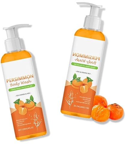 2 unidades de gel de ducha natural para eliminar el cuerpo y los pies malolientes, fragancia persistente, aceite de extracto de caqui, jabón corporal para mujeres y hombres